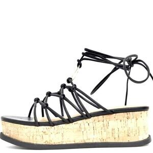 ASOS Cork Wedge Gladiator Sandal Women's Size 9 Black New Without Box